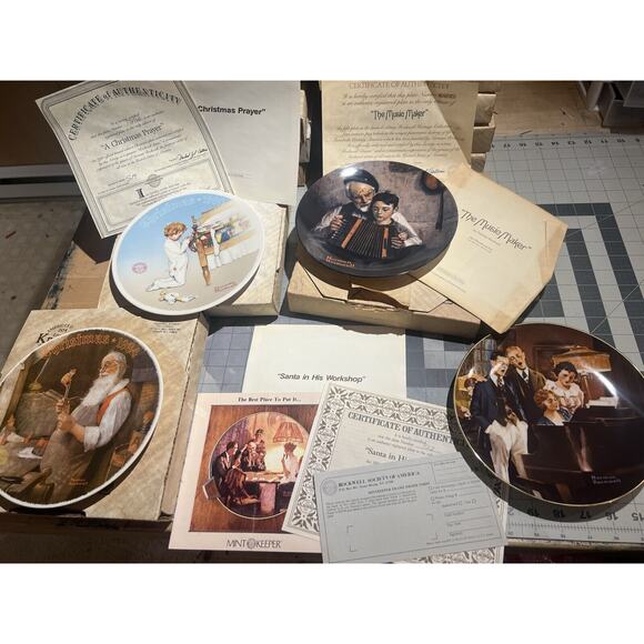 AWESOME LOT OF 18 VINTAGE NORMAN ROCKWELL PLATES KNOWLES — WITH BOXES + PAPERS! - Picture 3 of 13